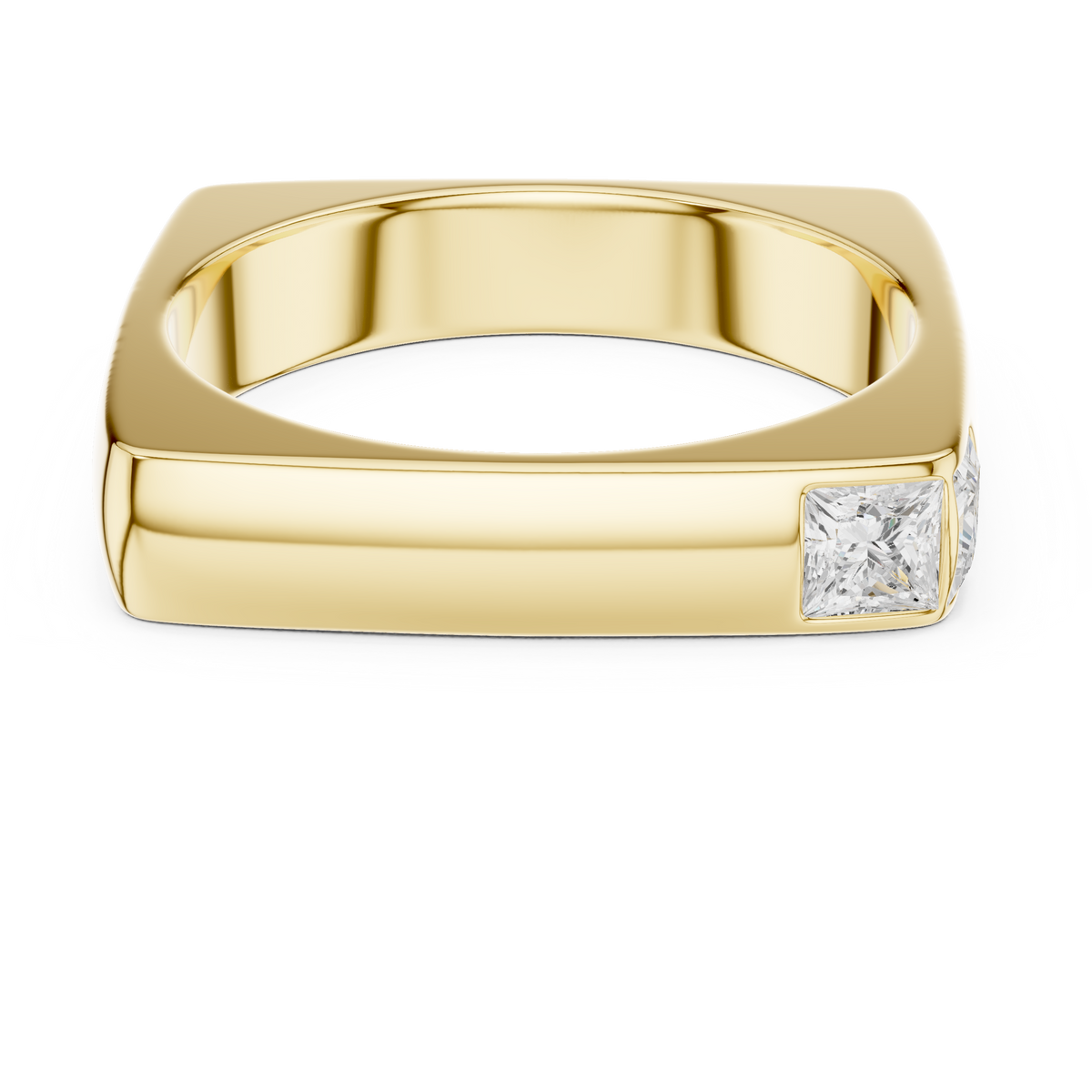 Square Profile Corner Flush Set Princess Shape Lab Grown Diamond Ring Band