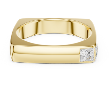 Square Profile Corner Flush Set Princess Shape Lab Grown Diamond Ring Band