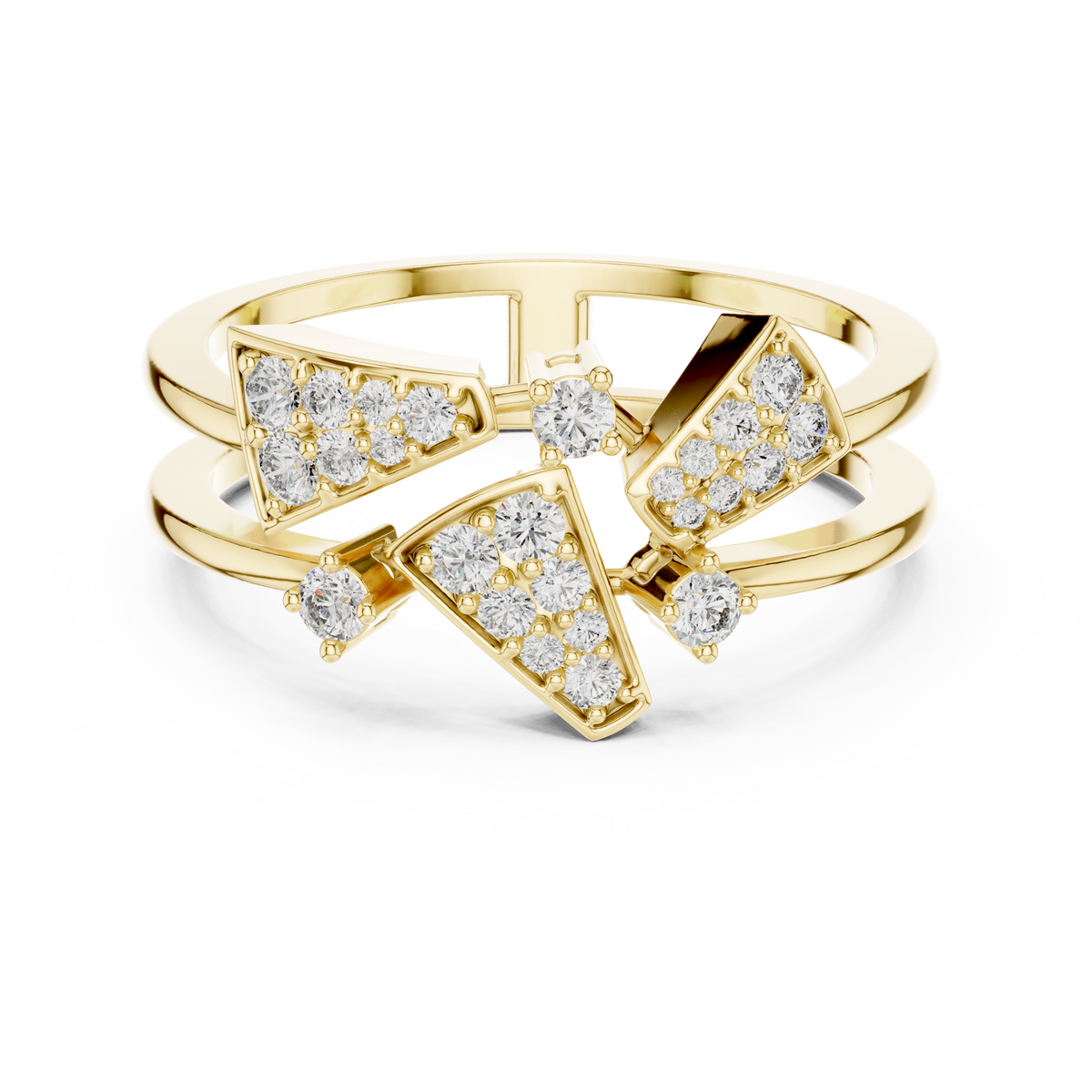 Double Band Geometric Pave Set Lab Grown Diamond Ring