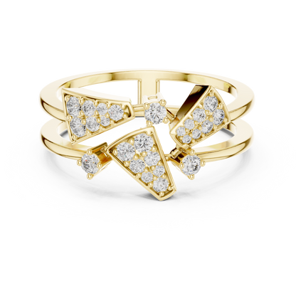 Double Band Geometric Pave Set Lab Grown Diamond Ring