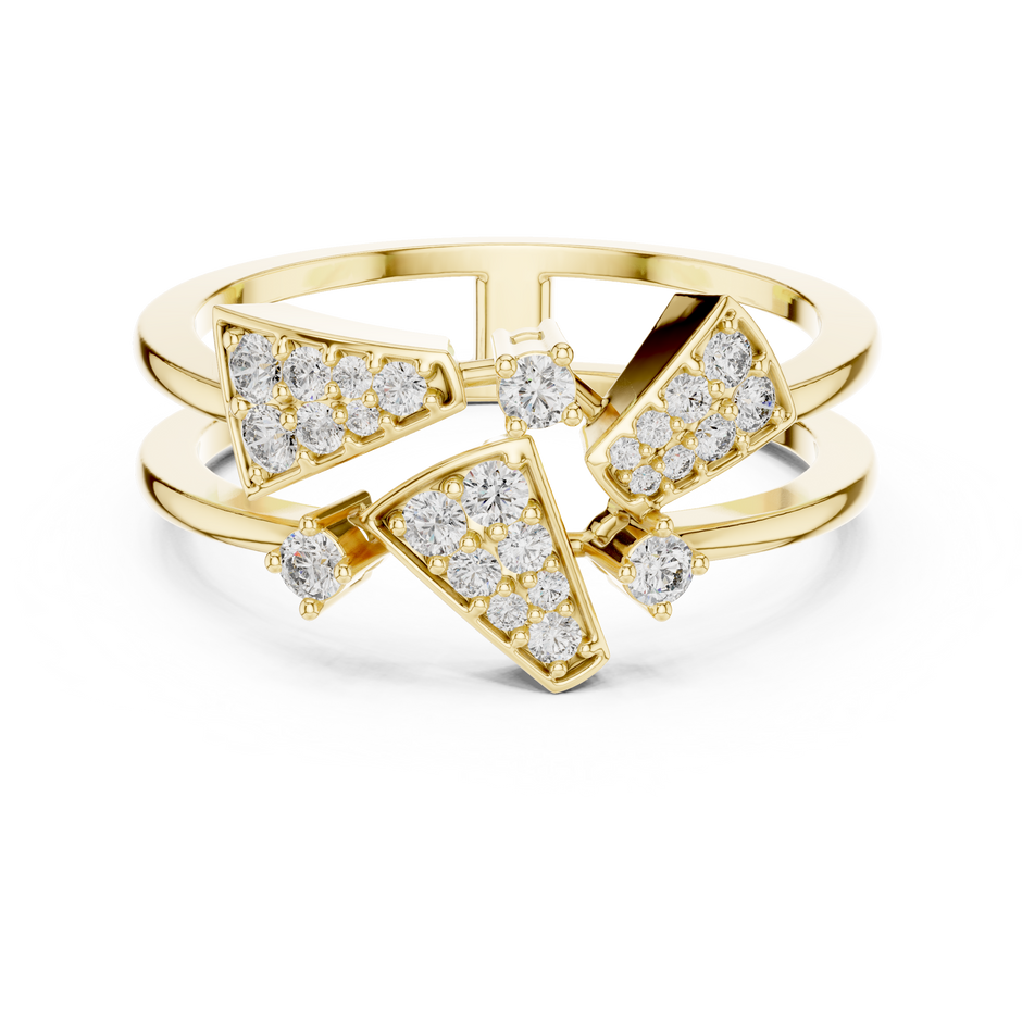 Double Band Geometric Pave Set Lab Grown Diamond Ring