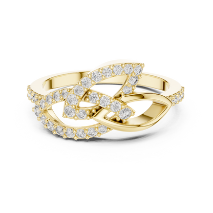 Asymmetrical Interlocking Teardrop Pave Lab Grown Diamond Ring