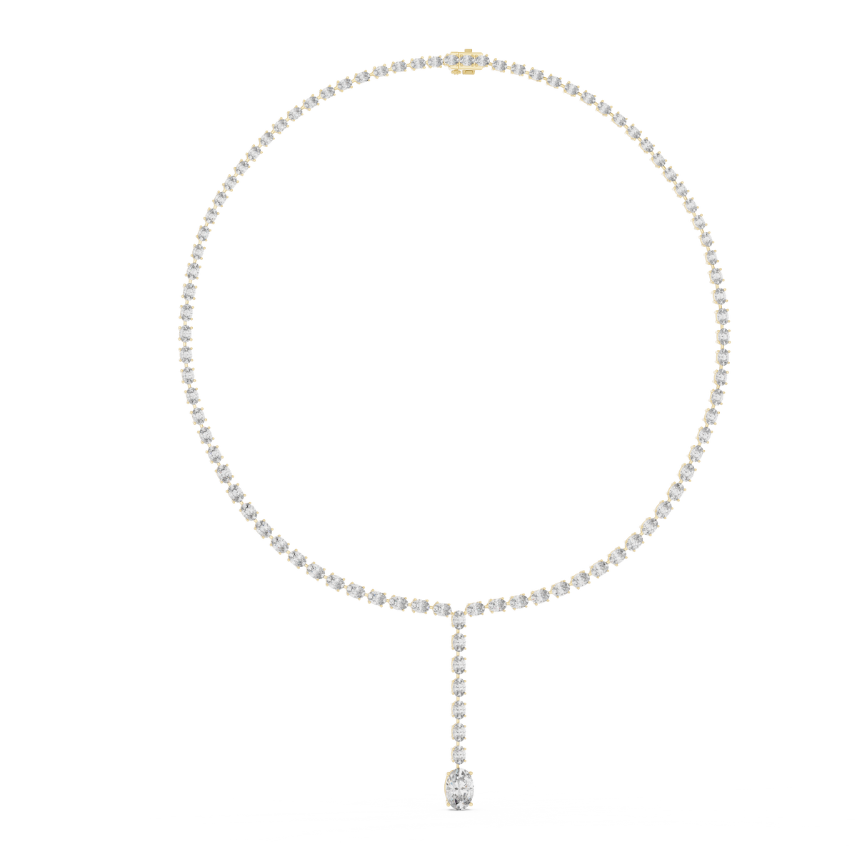 Oval Cut Lab Grown Diamond Y-Drop Lariat Necklace