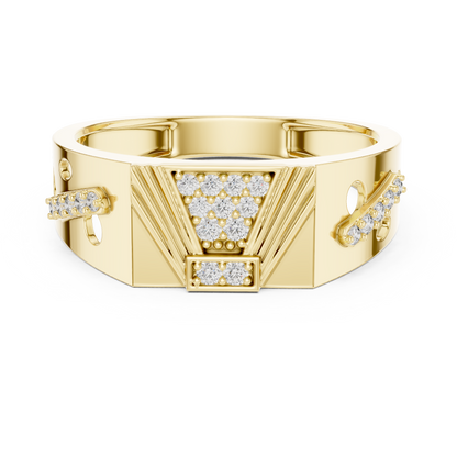 Inverted Trapezoid Pave Sunburst Fan Openwork Lab Grown Diamond Ring