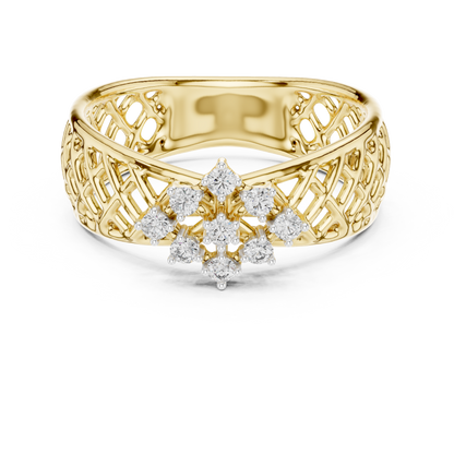 Lattice Band Cluster Center Lab Grown Diamond Ring