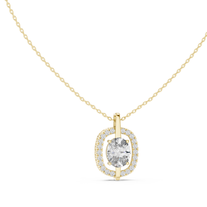 Oval Cut Lab Grown Diamond Floating Medallion Halo Pendant