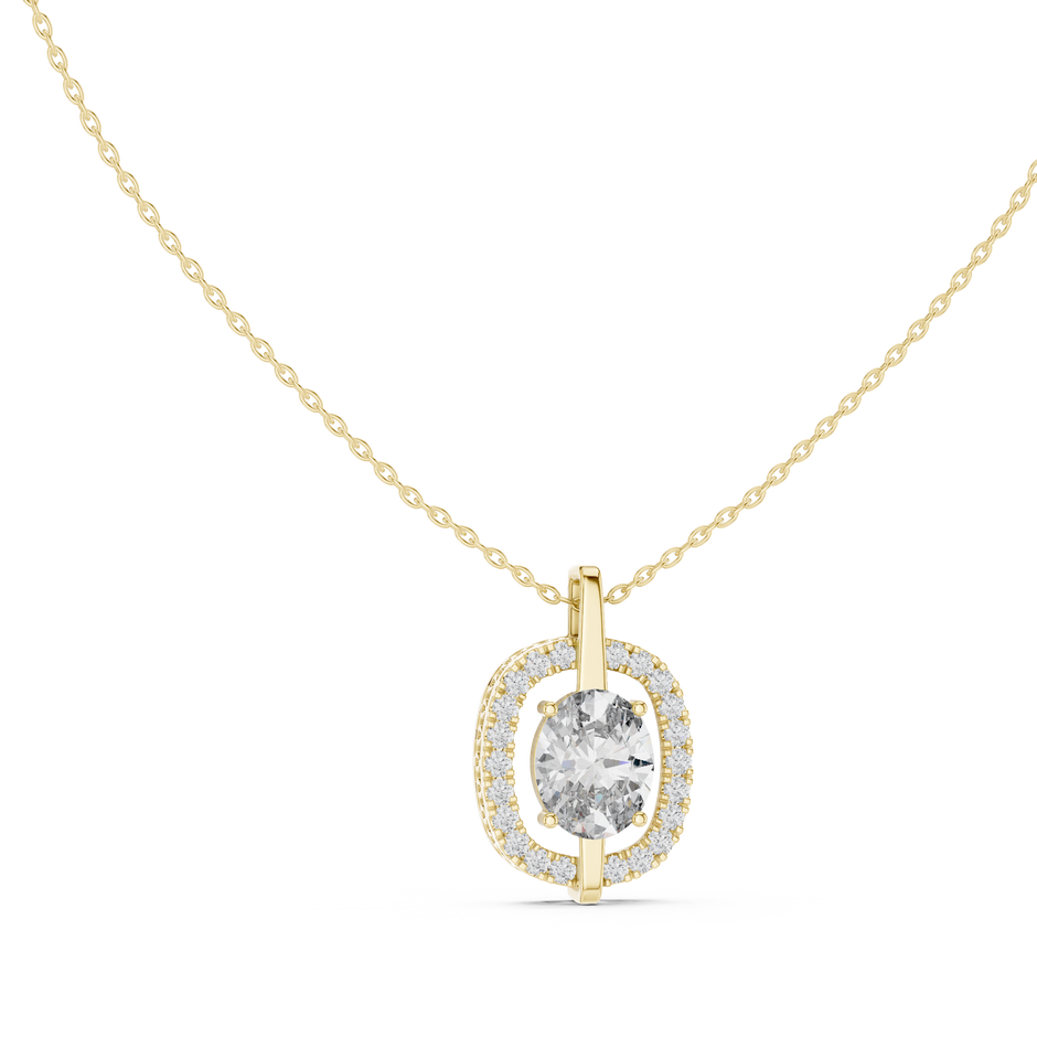 Oval Cut Lab Grown Diamond Floating Medallion Halo Pendant