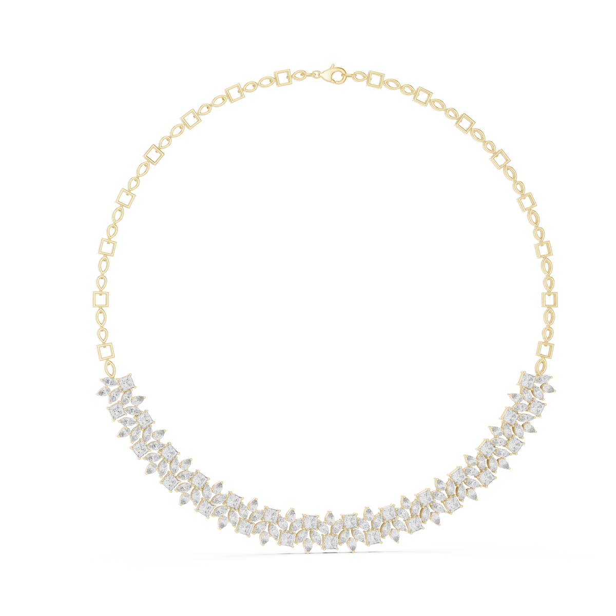 Princess, Pear & Marquise Cut Lab Grown Diamond Cluster Statement Necklace