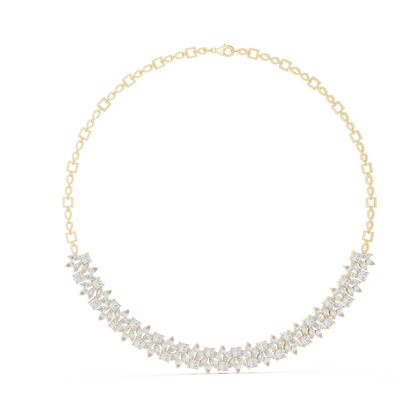Princess, Pear & Marquise Cut Lab Grown Diamond Cluster Statement Necklace