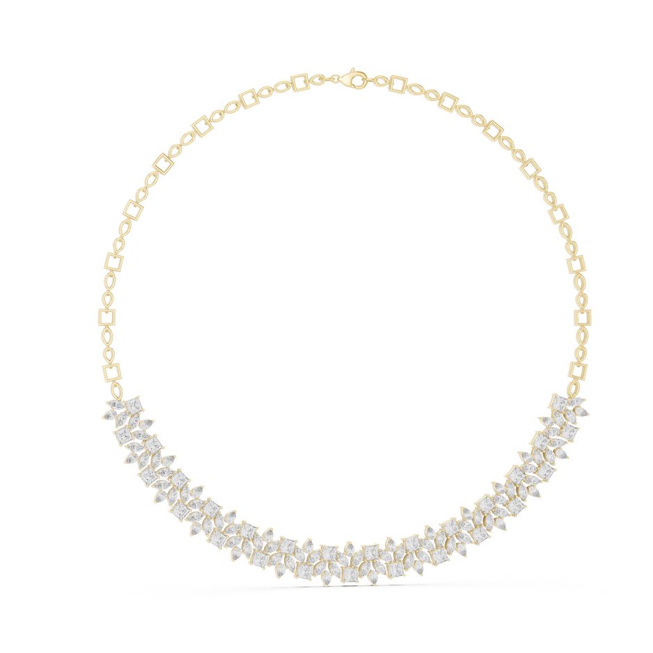 Princess, Pear & Marquise Cut Lab Grown Diamond Cluster Statement Necklace