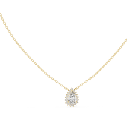 Pear Cut Lab Grown Diamond Scalloped Halo Pendant