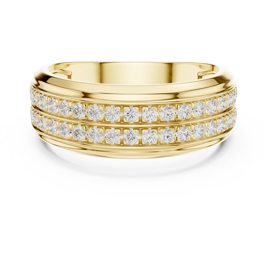 Double Row Pave Set Round Shape Lab Grown Diamond Ring