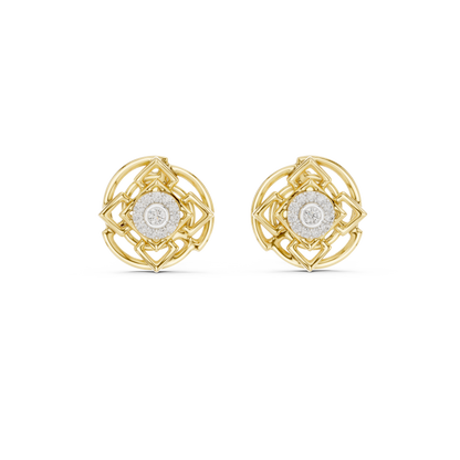 Round Cut Halo Geometric Lab Grown Diamond Earring