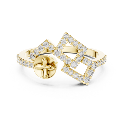 Square Pave Floral Crest Lab Grown Diamond Ring