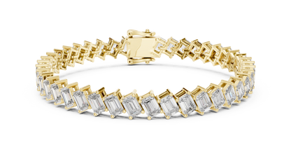 Diagonal Emerald Cut Lab Grown Diamond Tennis Bracelet