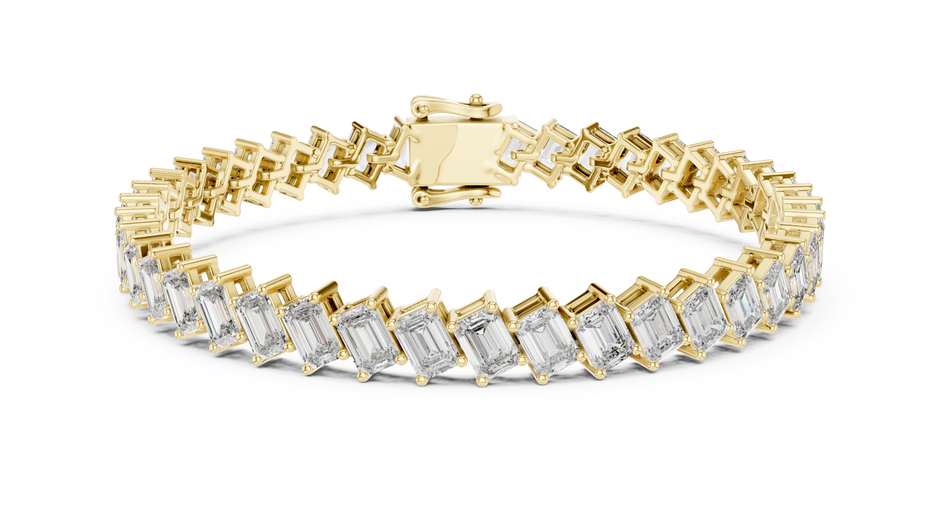 Diagonal Emerald Cut Lab Grown Diamond Tennis Bracelet