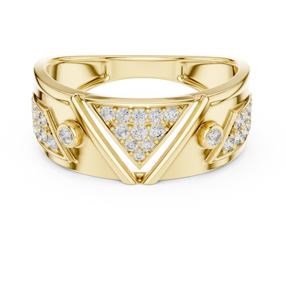 Inverted Triangle Pave Center Bezel Accent Lab Grown Diamond Ring