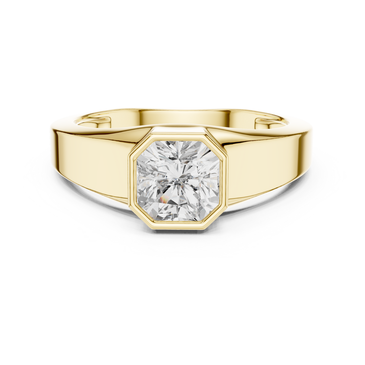 Octagon Bezel Radiant Shape 1.10 Ct Lab Grown Diamond Solitaire Ring