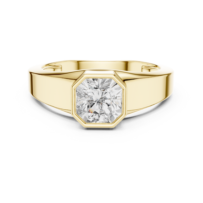 Octagon Bezel Radiant Shape 1.10 Ct Lab Grown Diamond Solitaire Ring
