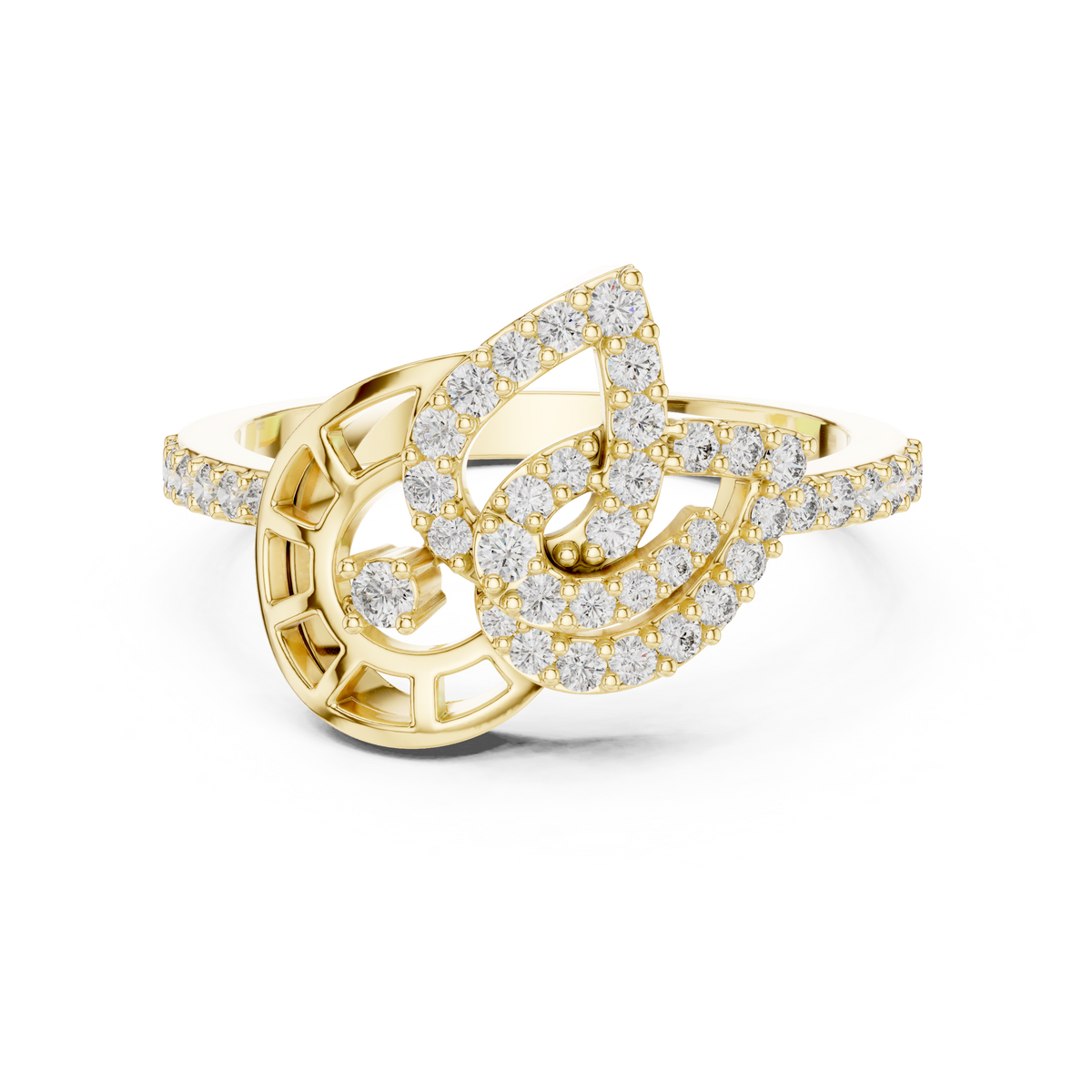 Asymmetric Teardrop & Pave Lab Grown Diamond Cocktail Ring
