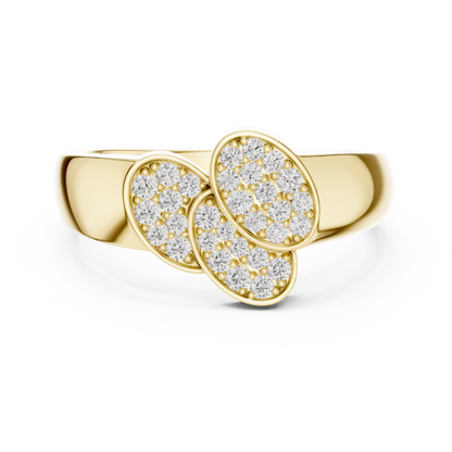 Triple Overlapping Oval Pave Cluster Lab Grown Diamond Ring