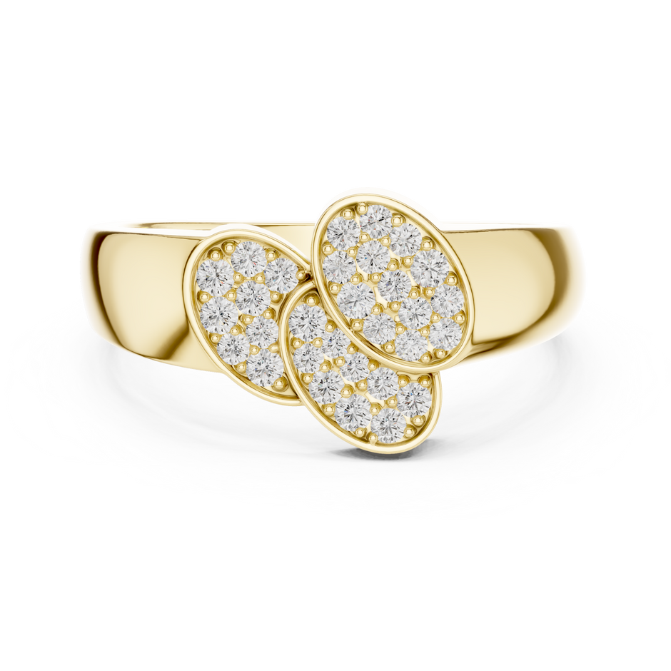 Triple Overlapping Oval Pave Cluster Lab Grown Diamond Ring