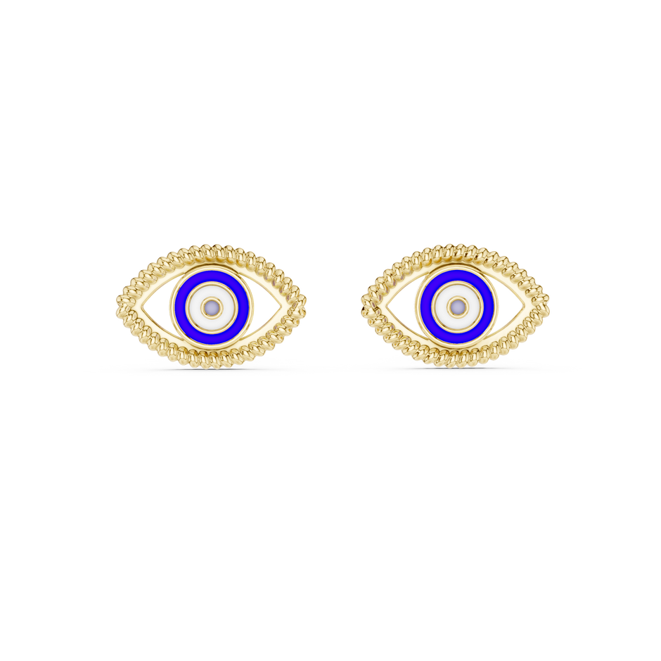 Evil Eye Enamel Gold Stud Earring