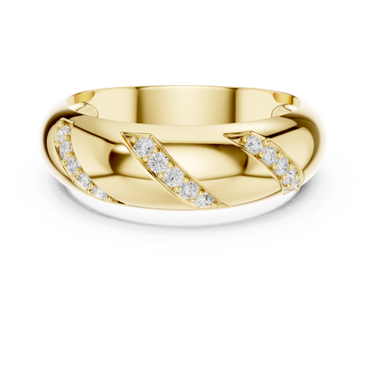 Diagonal Slash Round Shape Lab Grown Diamond Ring Dome Band