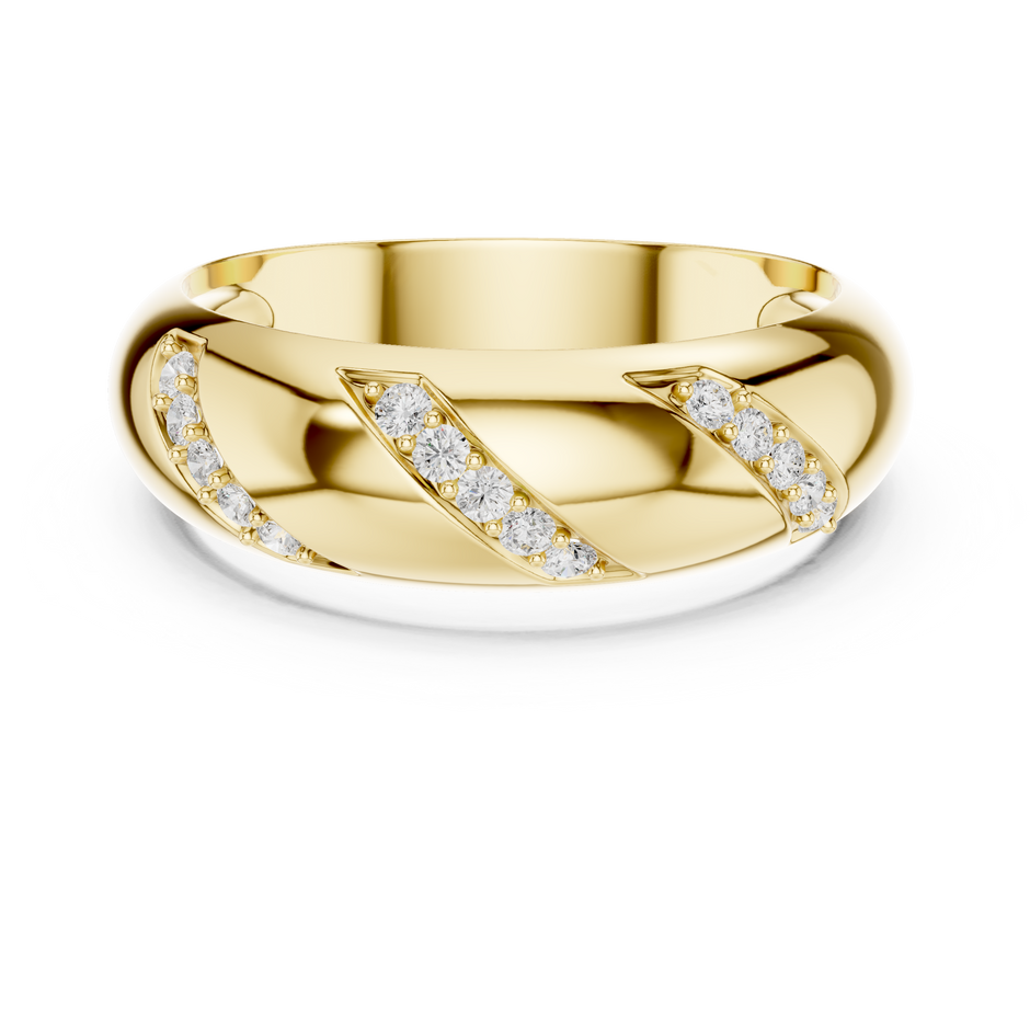 Diagonal Slash Round Shape Lab Grown Diamond Ring Dome Band