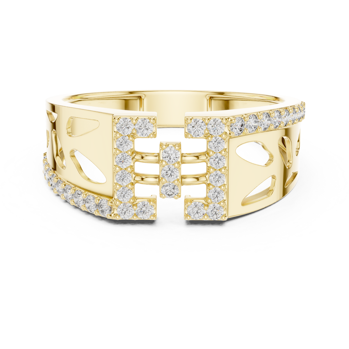 Geometric Butterfly Openwork Center Pave Bar Lab Grown Diamond Ring