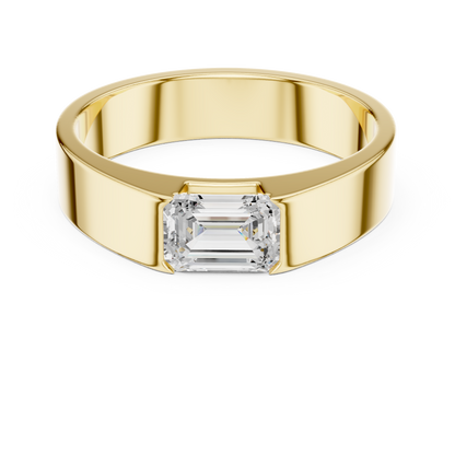 Emerald Cut Lab Grown Diamond Ring East-West Solitaire Band