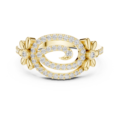 Spiral Swirl Pave Oval Daisy Lab Grown Diamond Ring