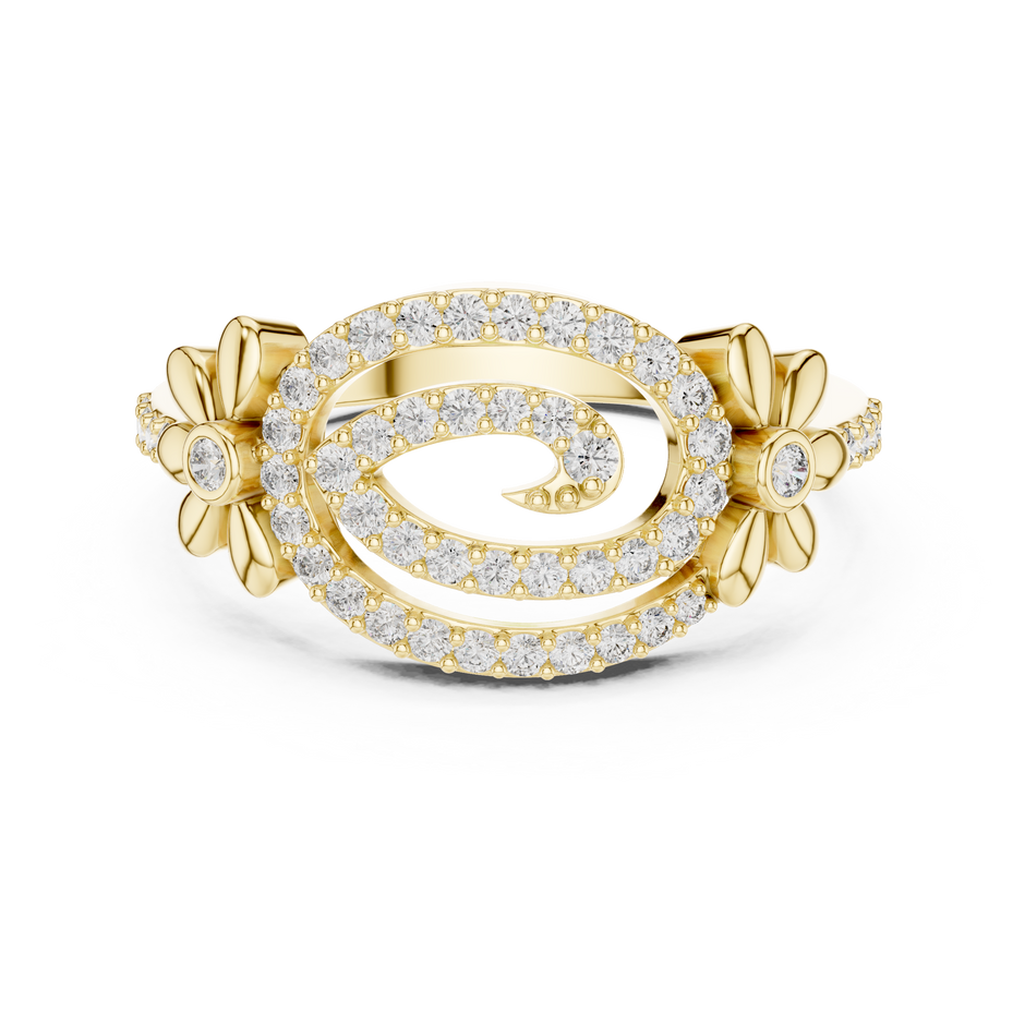 Spiral Swirl Pave Oval Daisy Lab Grown Diamond Ring