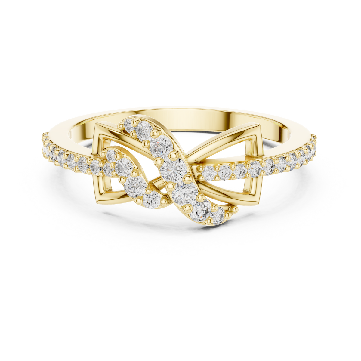 Geometric Ribbon Pave Lab Grown Diamond Ring