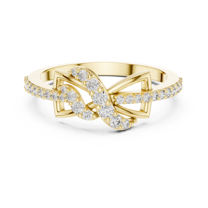 Geometric Ribbon Pave Lab Grown Diamond Ring