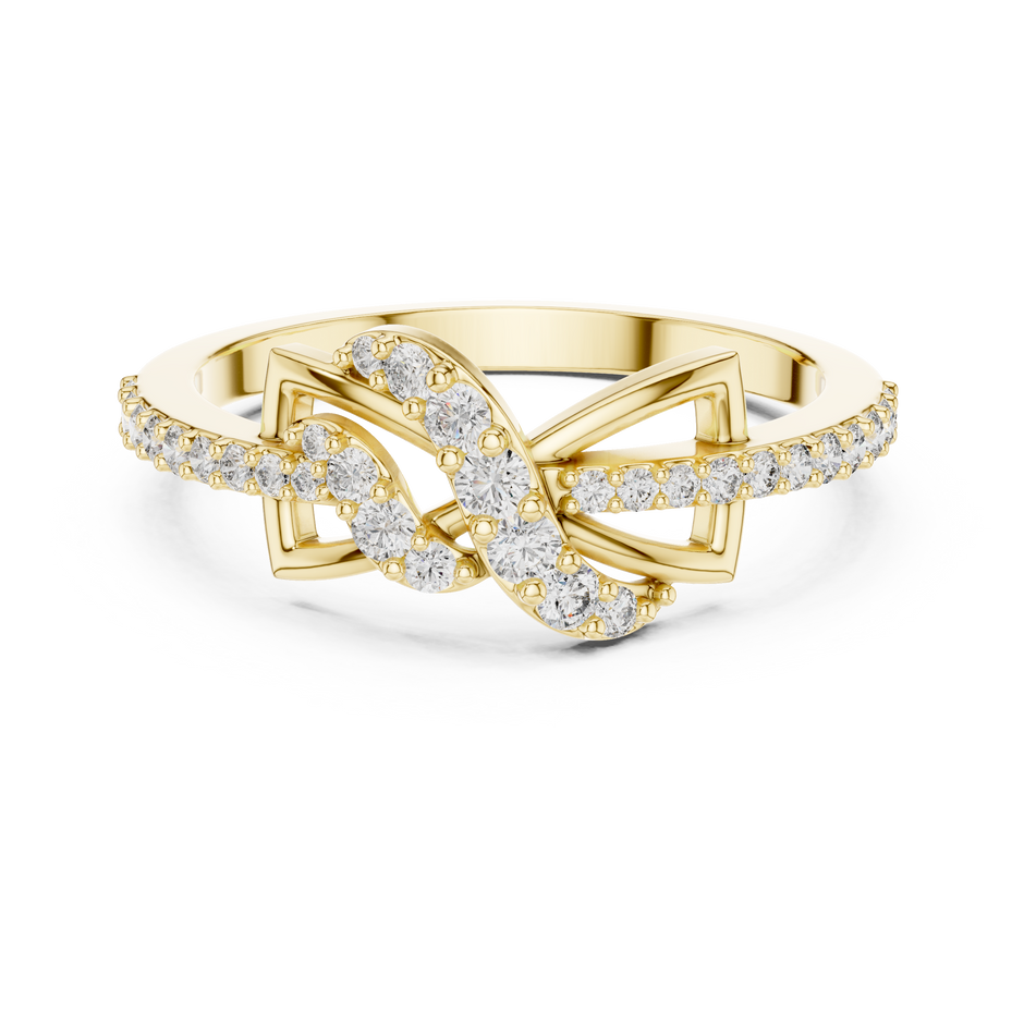 Geometric Ribbon Pave Lab Grown Diamond Ring
