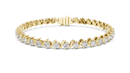 S-Curve Wave Round Lab Grown Diamond Tennis Bracelet.