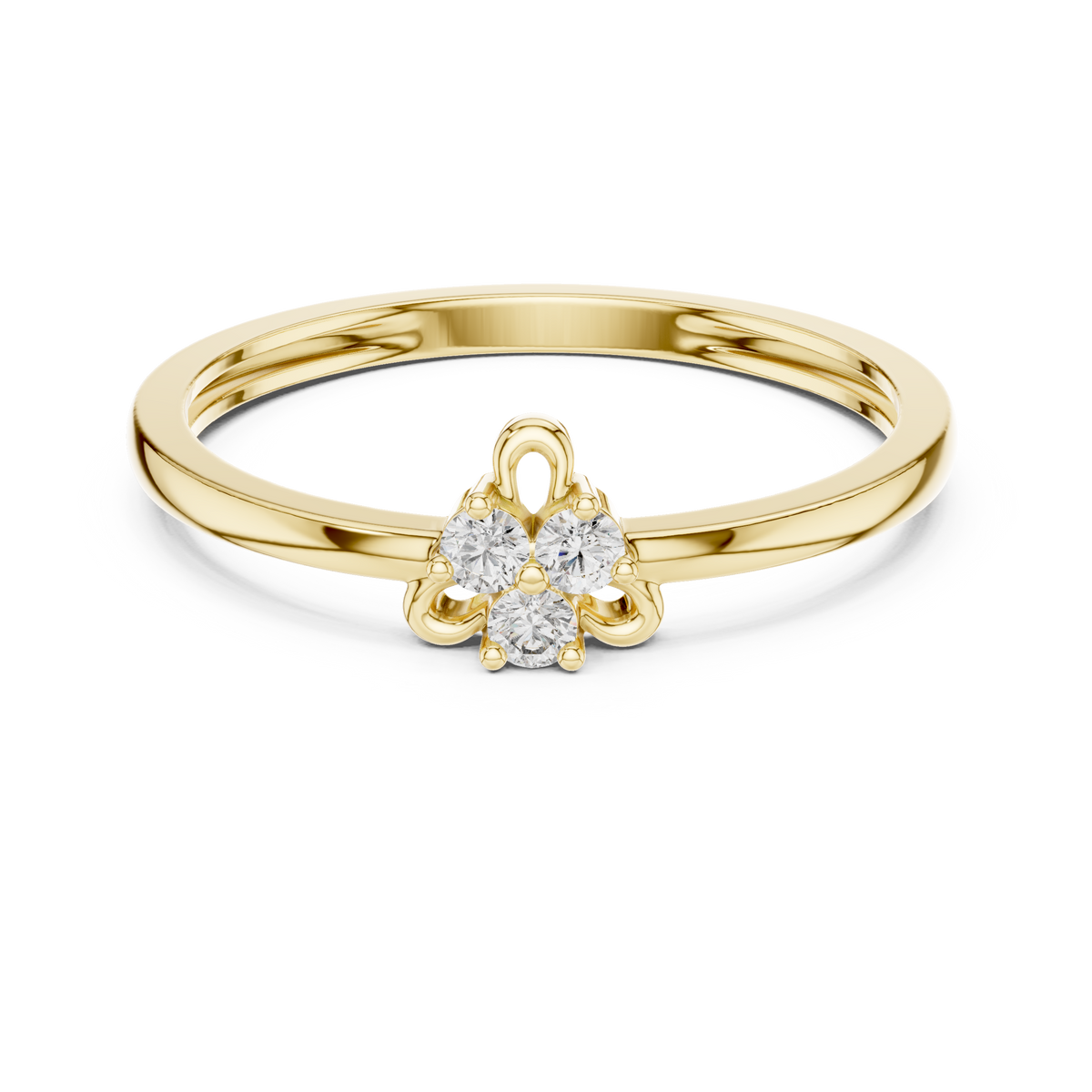 Three-Stone Lab Grown Diamond Cluster & Scroll Loop Fashion Ring