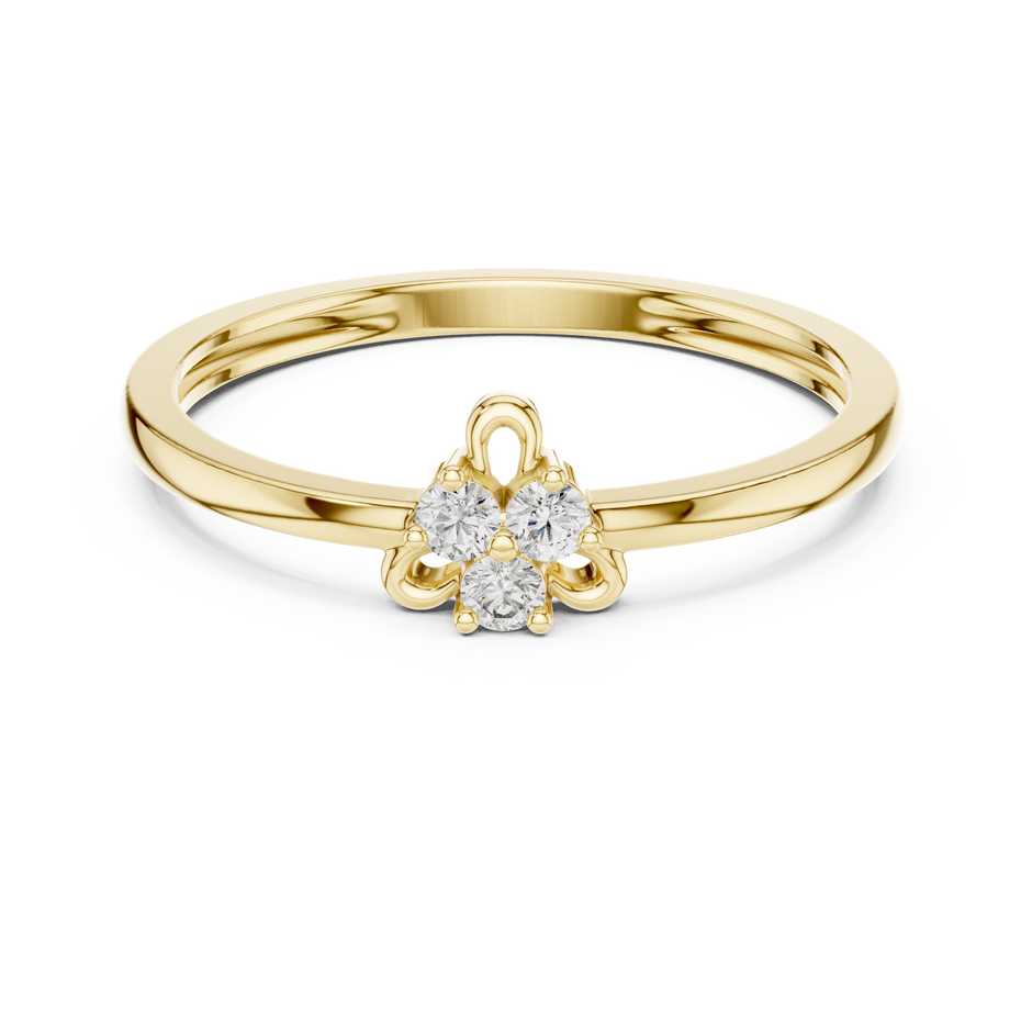 Three-Stone Lab Grown Diamond Cluster & Scroll Loop Fashion Ring