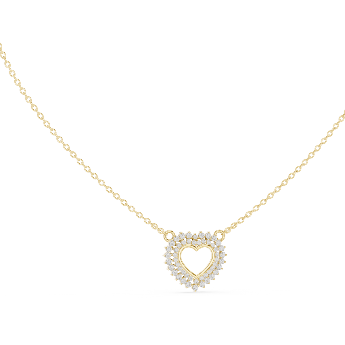 The Royal Double Halo Open Heart Lab Grown Diamond Pendant.