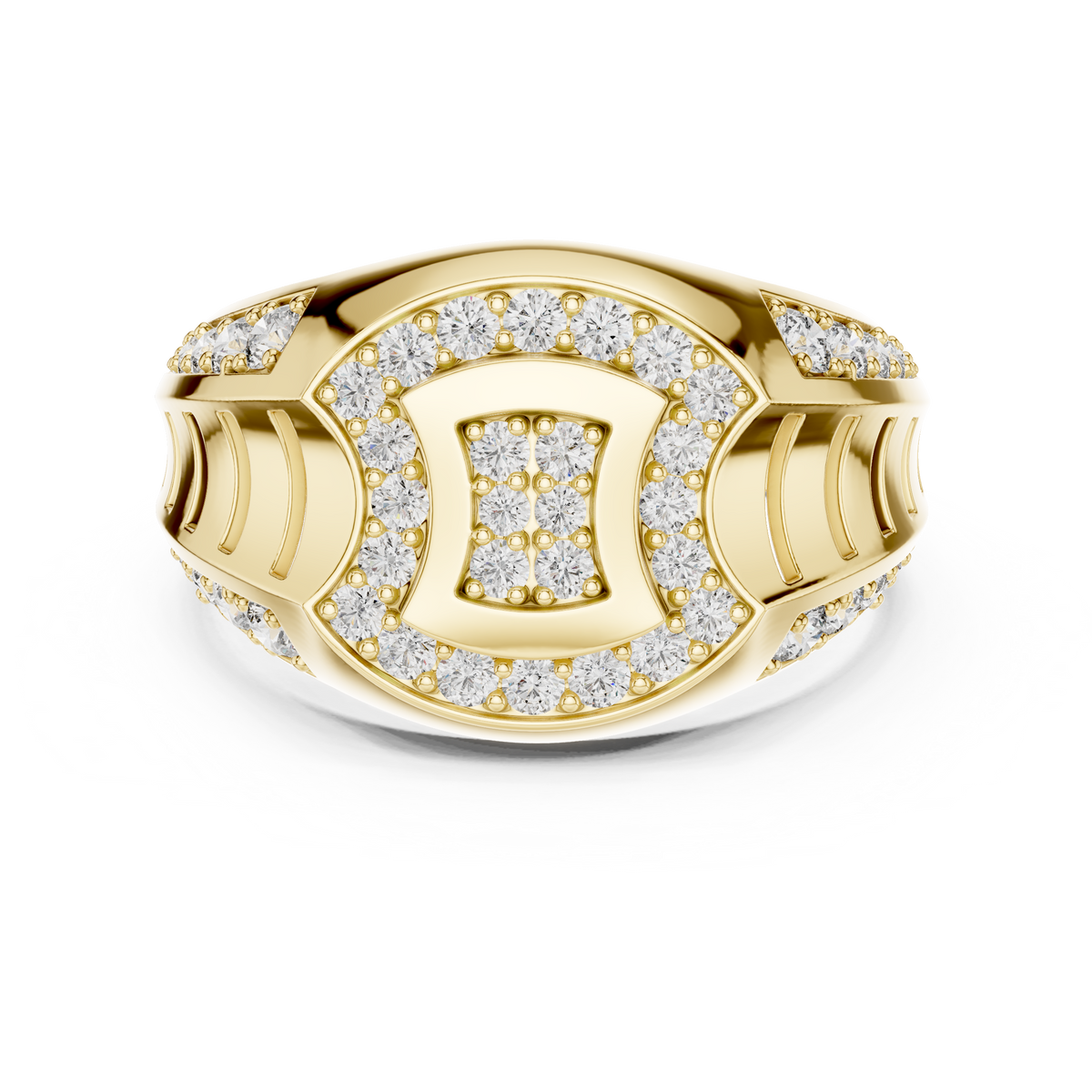 Incurved Quadrangular Pave Oval Halo Openwork Lab Grown Diamond Ring