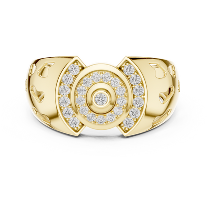 Concentric Target Bezel Solitaire Pave Openwork Lab Grown Diamond Ring