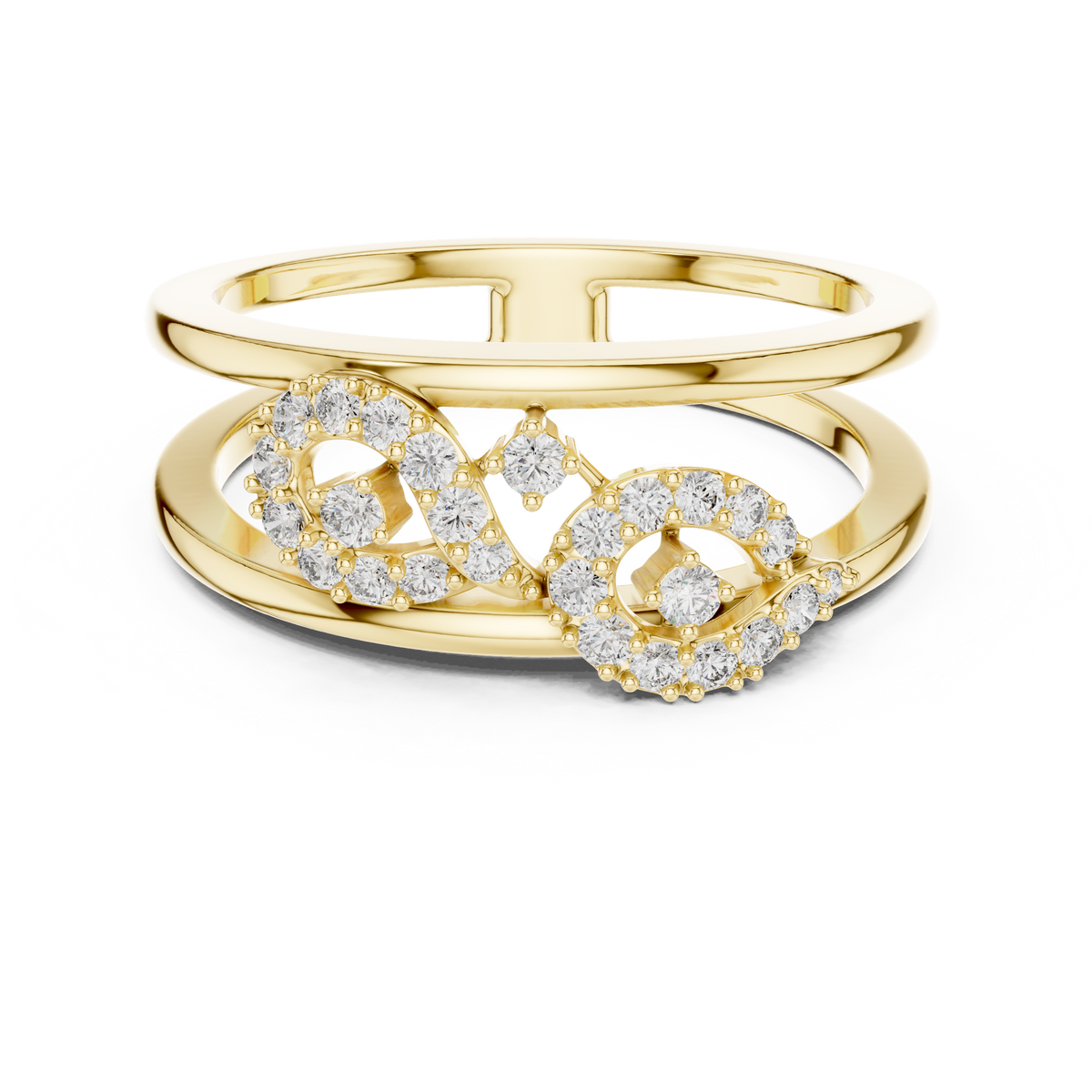 Double Band Interlocking Pave Set Lab Grown Diamond Ring