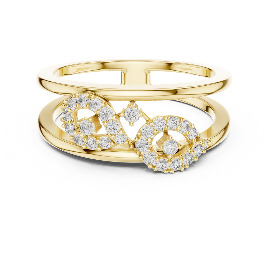 Double Band Interlocking Pave Set Lab Grown Diamond Ring