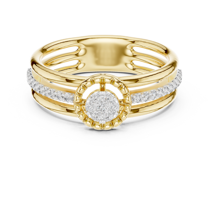 Multi Band Halo Center Pave Set Lab Grown Diamond Ring