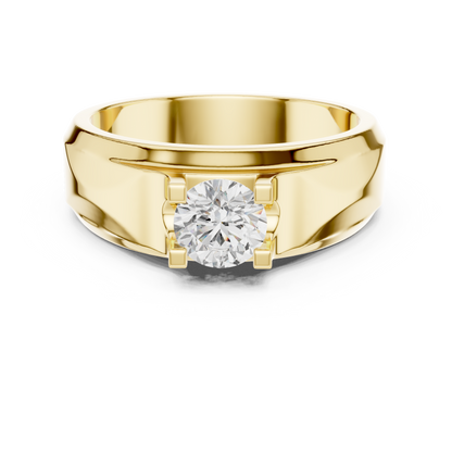 Four Corner Prong Round Shape Lab Grown Diamond Ring Solitaire Band