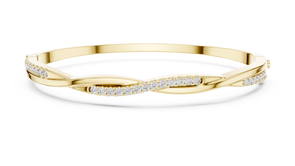 Twisted Crossover Lab Grown Diamond Hinged Bangle Bracelet.
