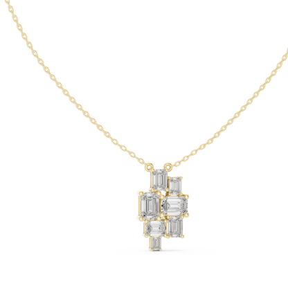 Multi-Stone Emerald Cut Lab Grown Diamond Geometric Cluster Pendant