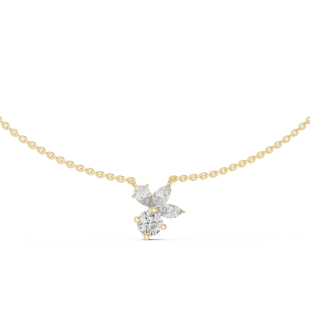 The Sweetheart Marquise Leaf & Round Floral Cluster Lab Grown Diamond Pendant.
