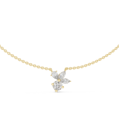 The Sweetheart Marquise Leaf & Round Floral Cluster Lab Grown Diamond Pendant.